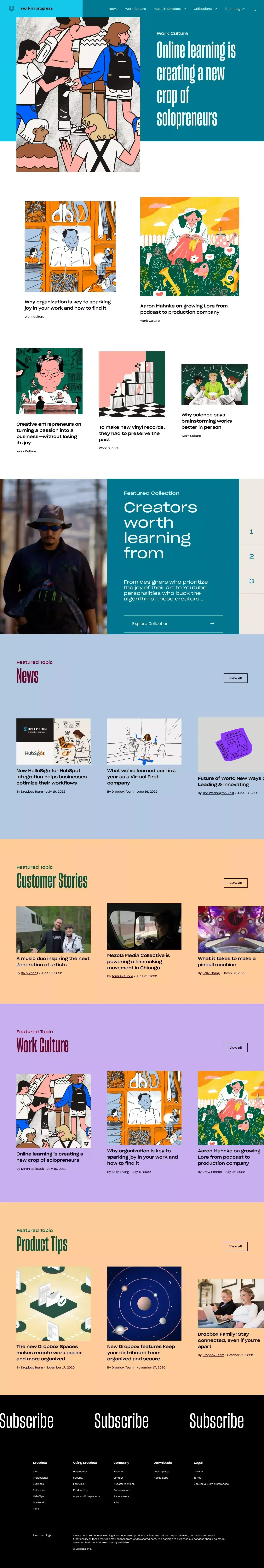 Work in Progress | Dropbox Blog - Blog design