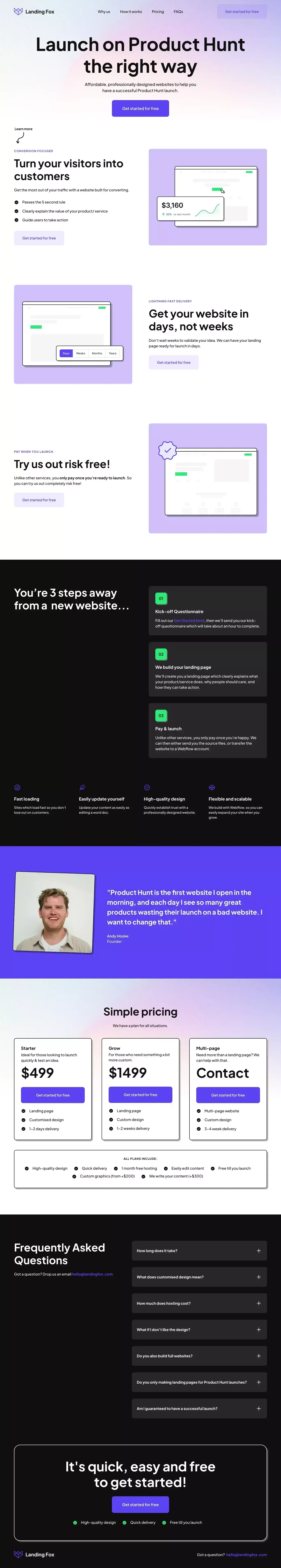 Landing Fox | Launch on Product Hunt the right way - website design