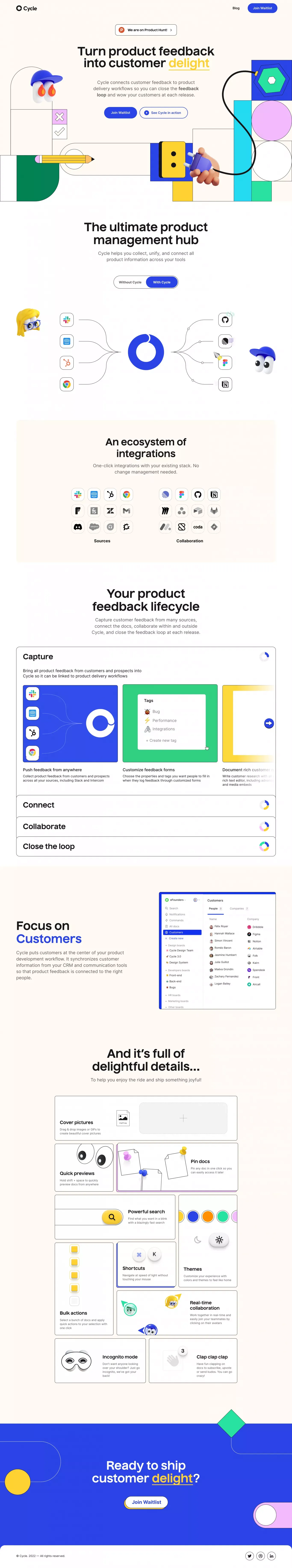 Cycle | Turn product feedback into customer love - Landing design