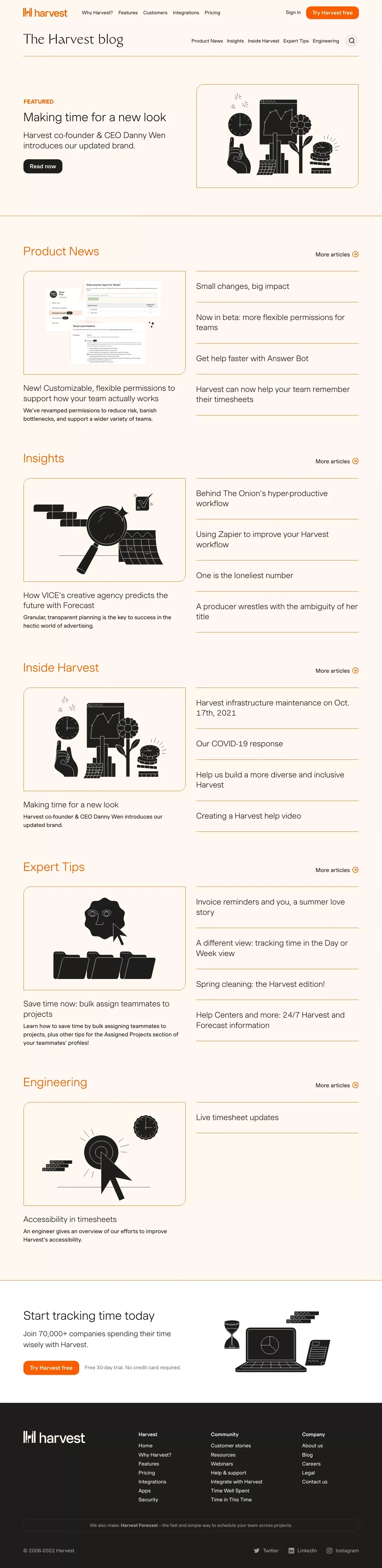 Time Tracking & Invoicing Blog - Harvest - Blog design