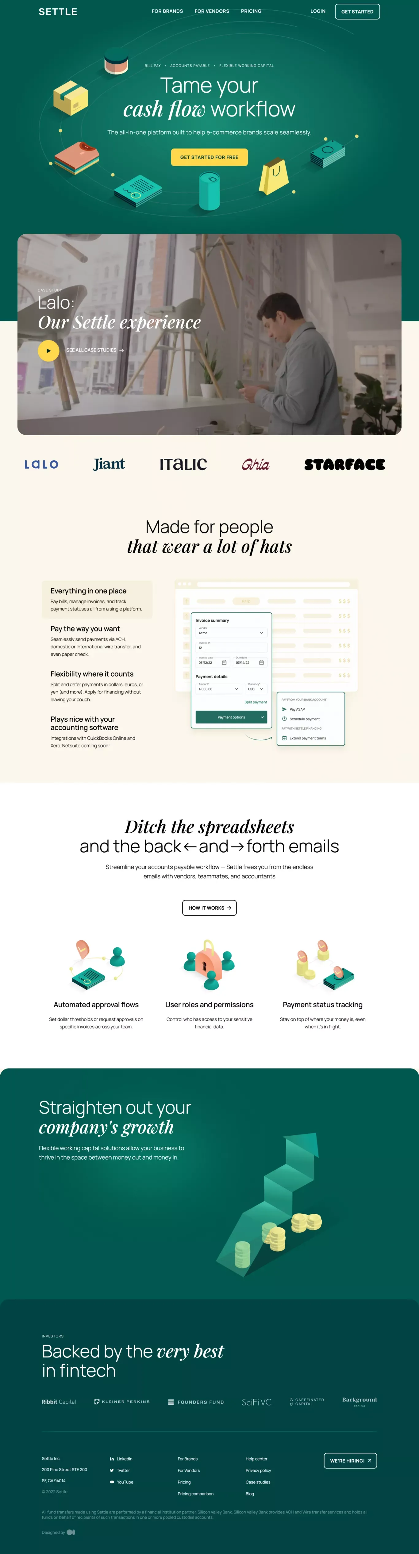 Tame your cash flow workflow - Landing design