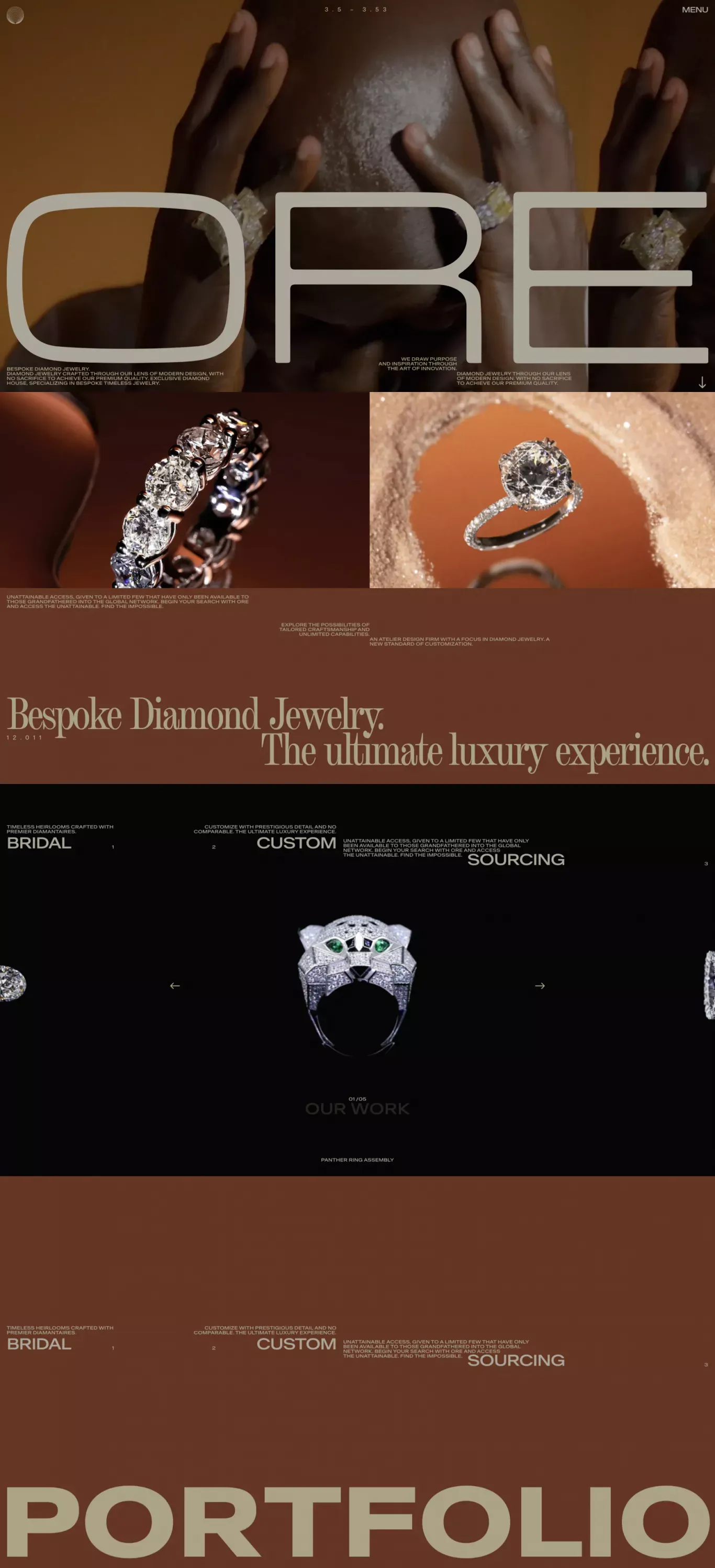 ORE - Homepage - Portfolio design