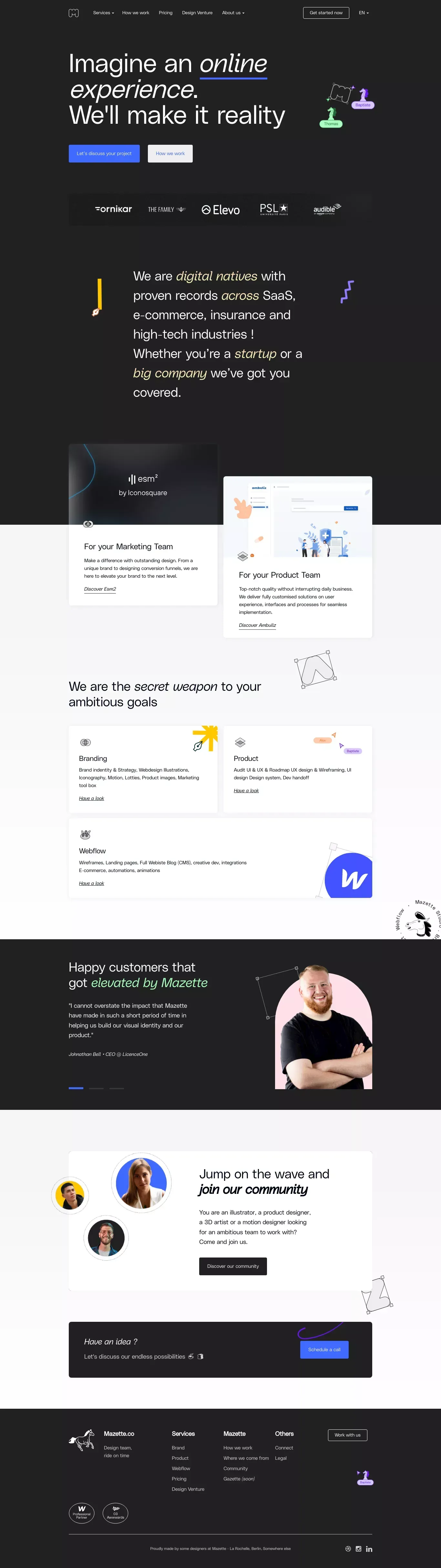 Mazette.co - Brand, Product, Webflow - Landing design
