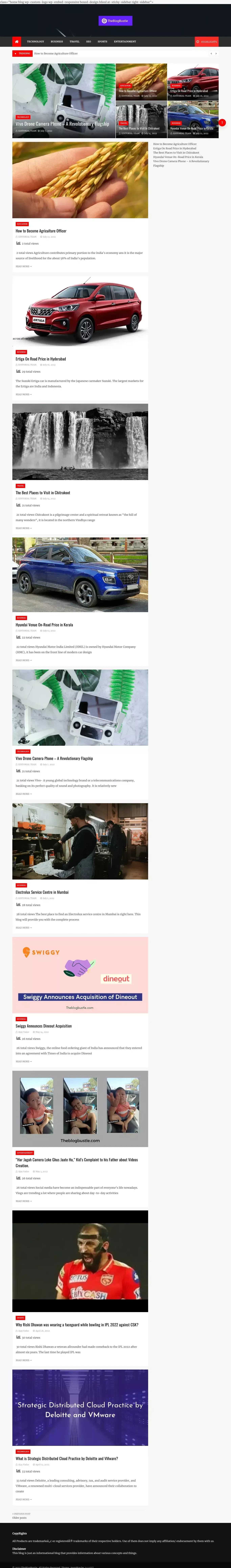 TheBlogBustle - A Complete Blog about Tech, Sports, Marketing and other topics. - website design