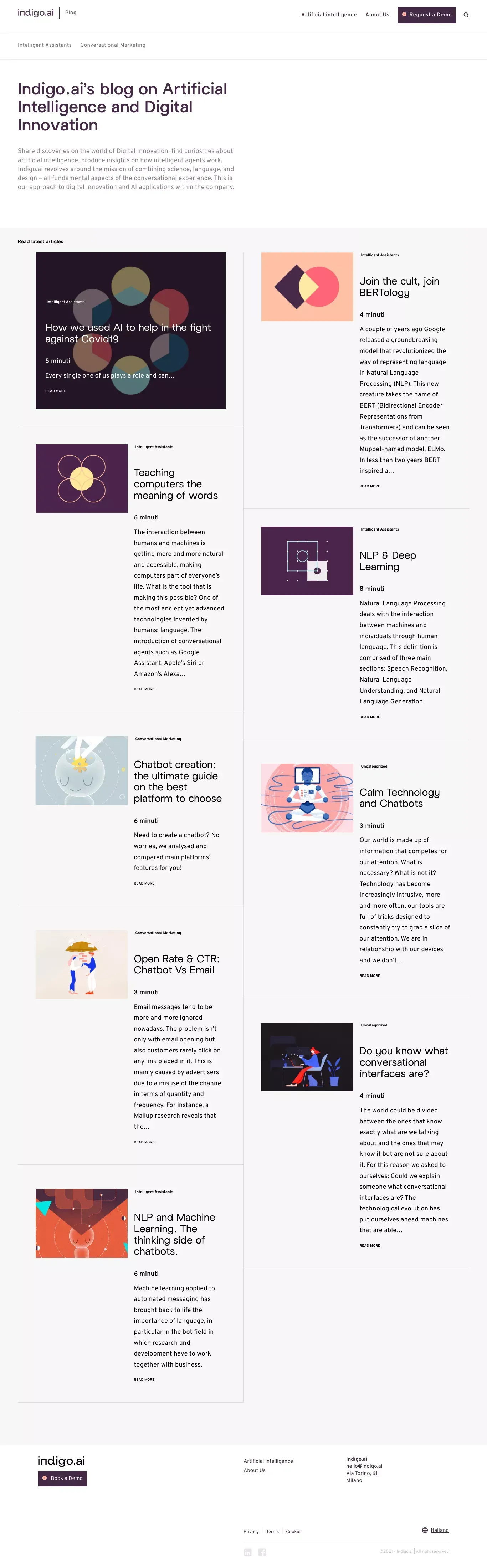 Indigo.ai's blog on Digital Innovation and AI - Blog design