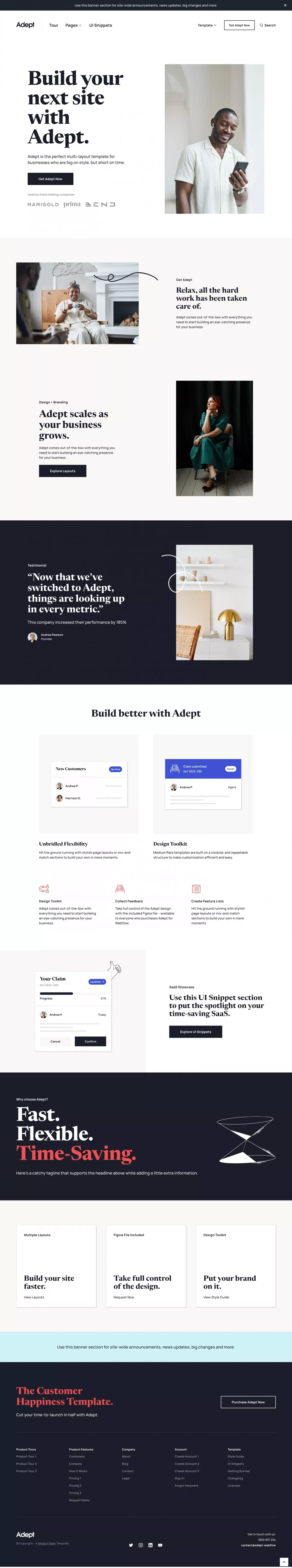 Adept - Webflow HTML Website Template - Template design