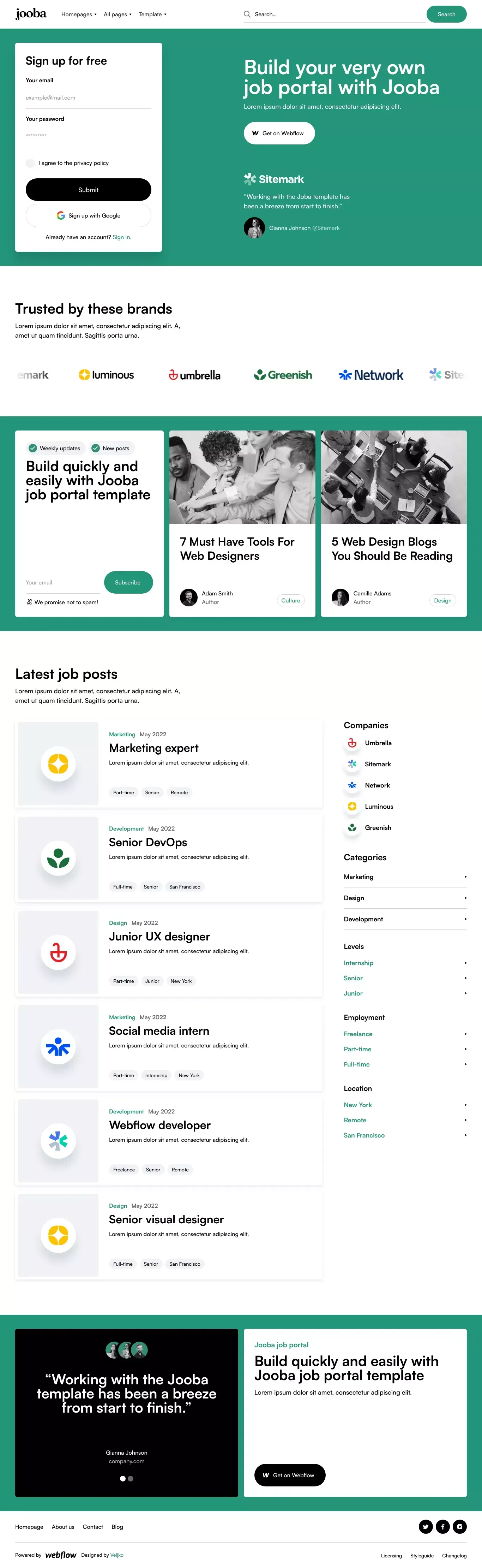Jooba - Webflow HTML website template - Template design