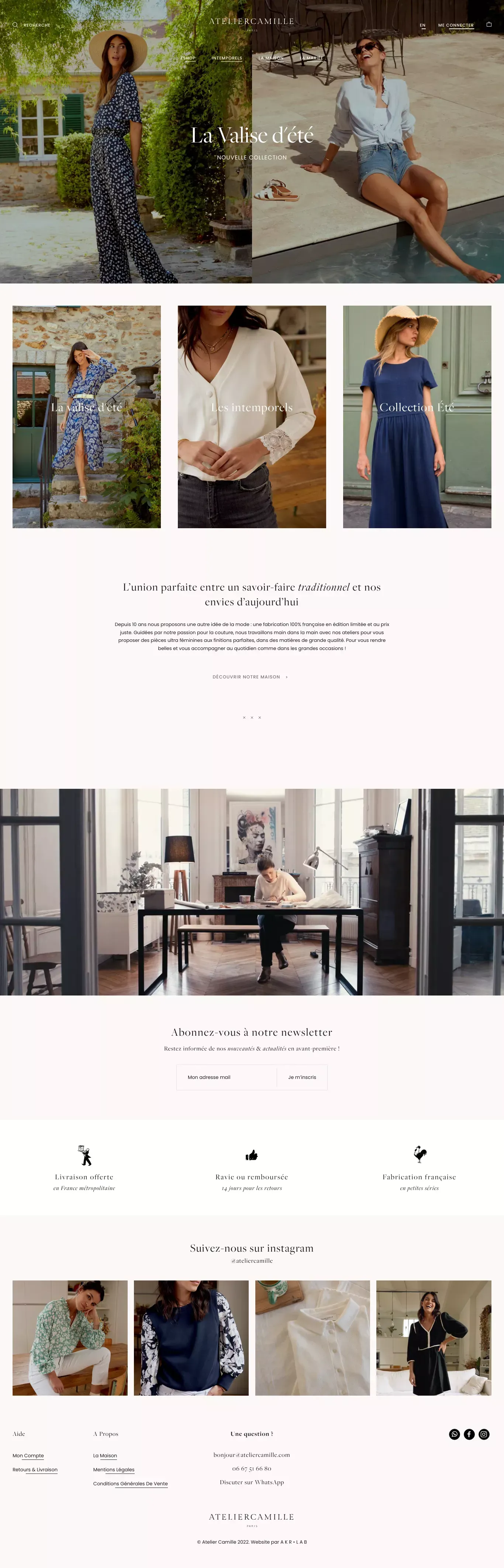 Atelier Camille – Des créations emblématiques à l’allure épurée et l’élégance simple - Ecommerce design
