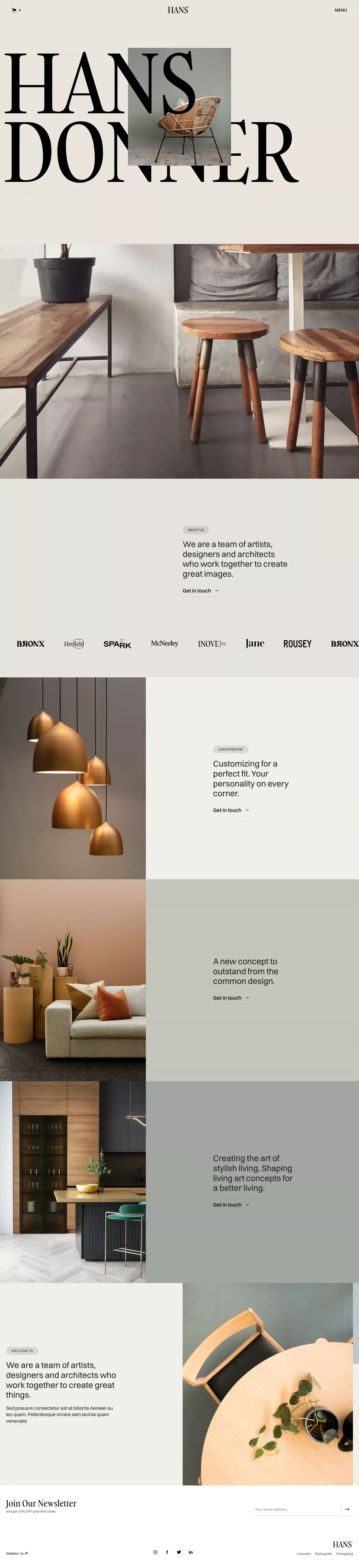 Hans - Webflow Ecommerce Website Template - Template design