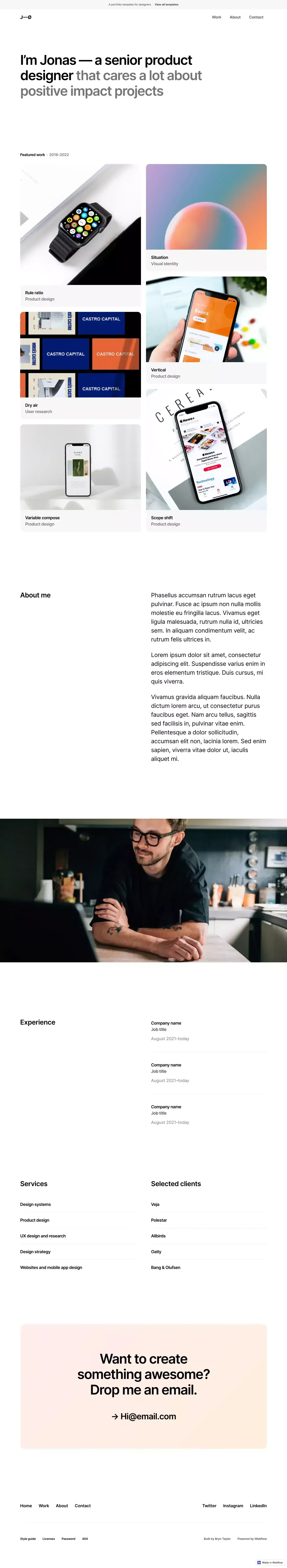 Lightfolio · Webflow website template - Template design