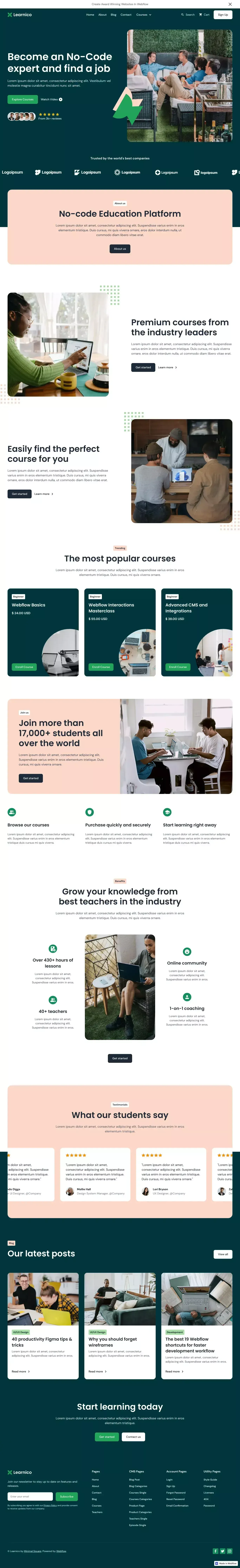 Home - Learnico - Webflow Ecommerce Website Template - Template design