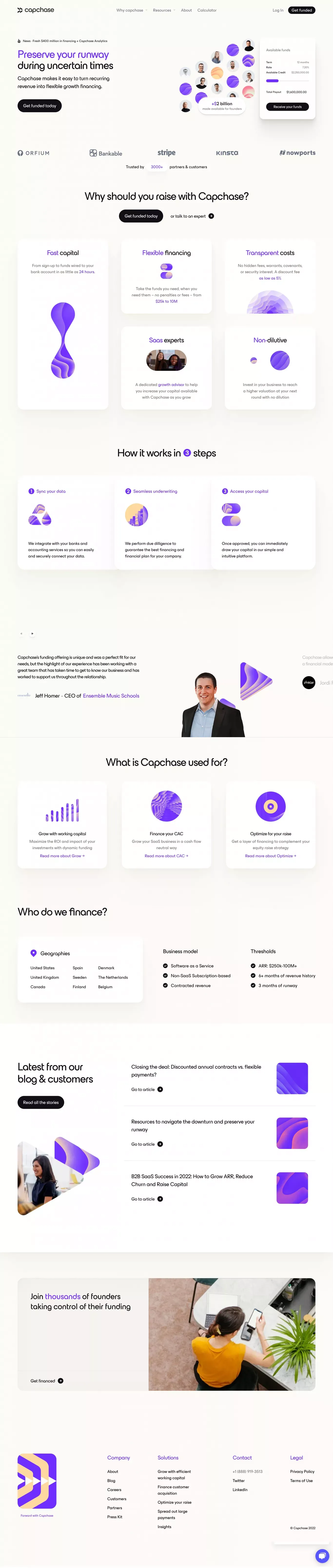 Growth Financing | Upfront Cashflow to Fund Your Growth | Capchase - Landing design