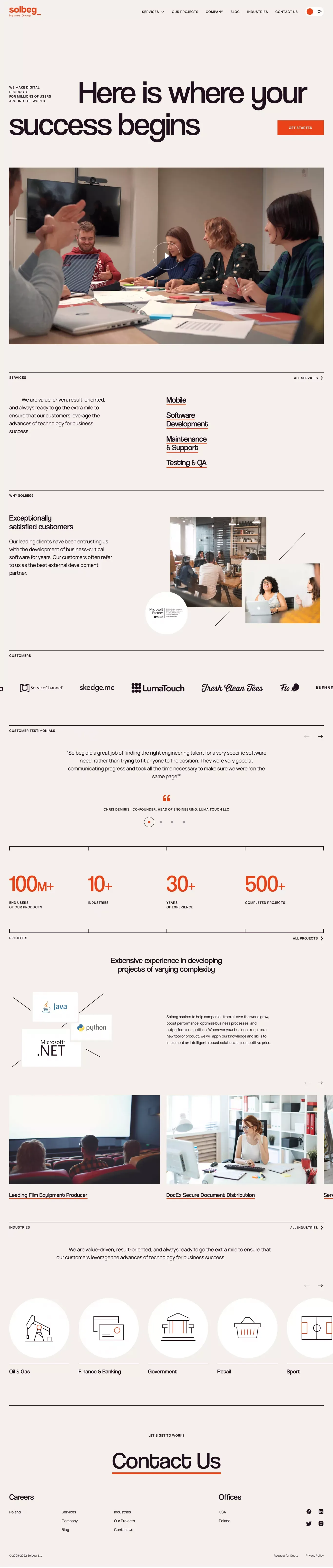 Solbeg – Software Development Services - Portfolio design
