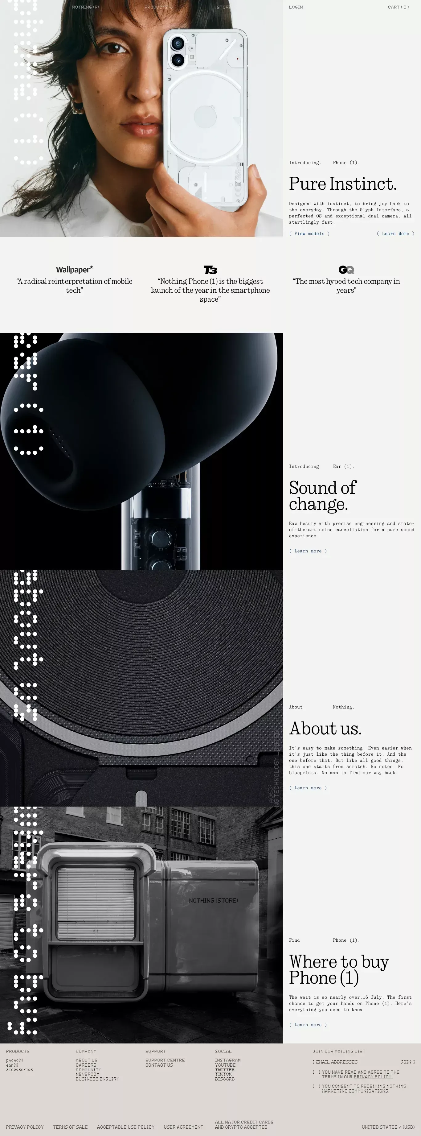 Nothing - Ecommerce design