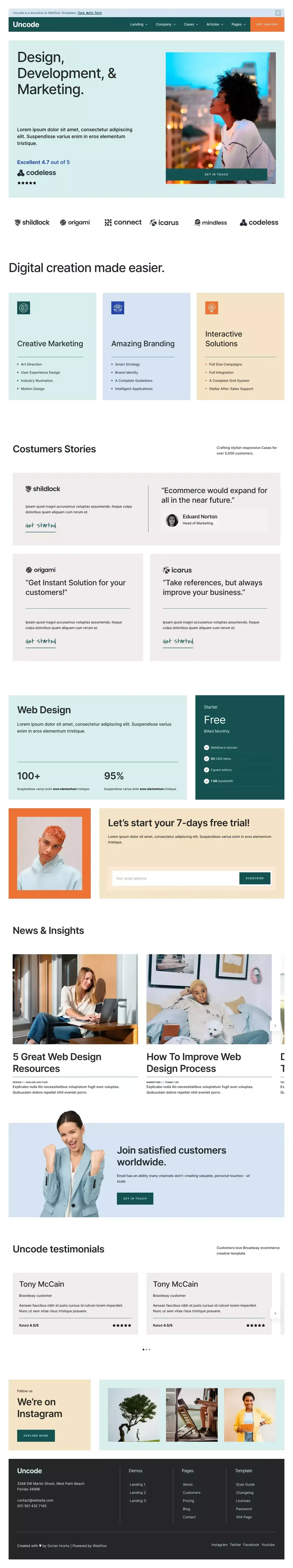 Uncode - Webflow HTML Website Template - Template design