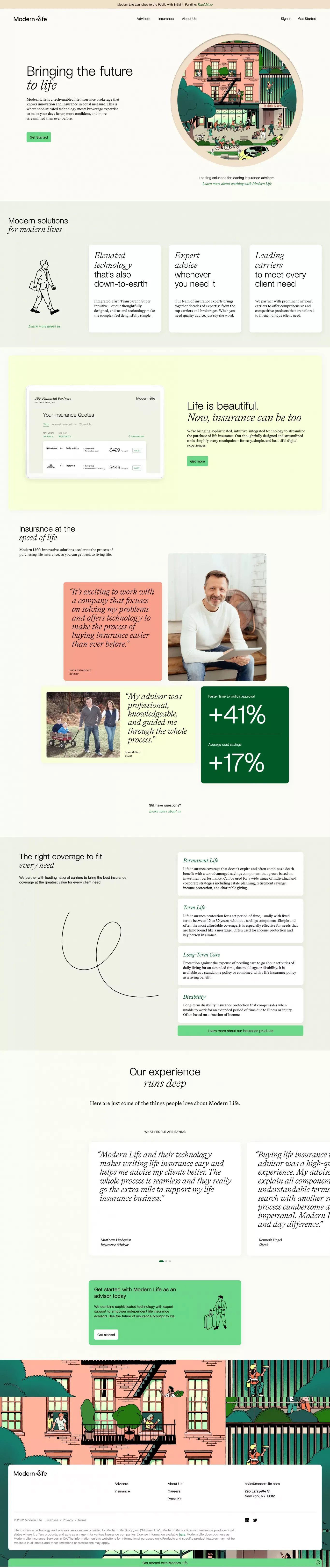 Modern Life – Bringing the future to life. - Landing design