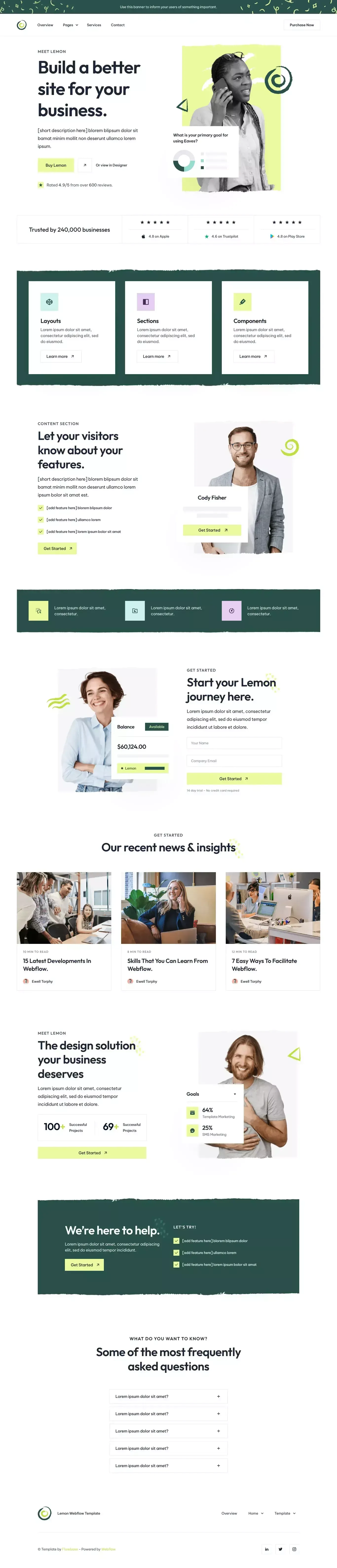 Lemon - Webflow website template - Template design