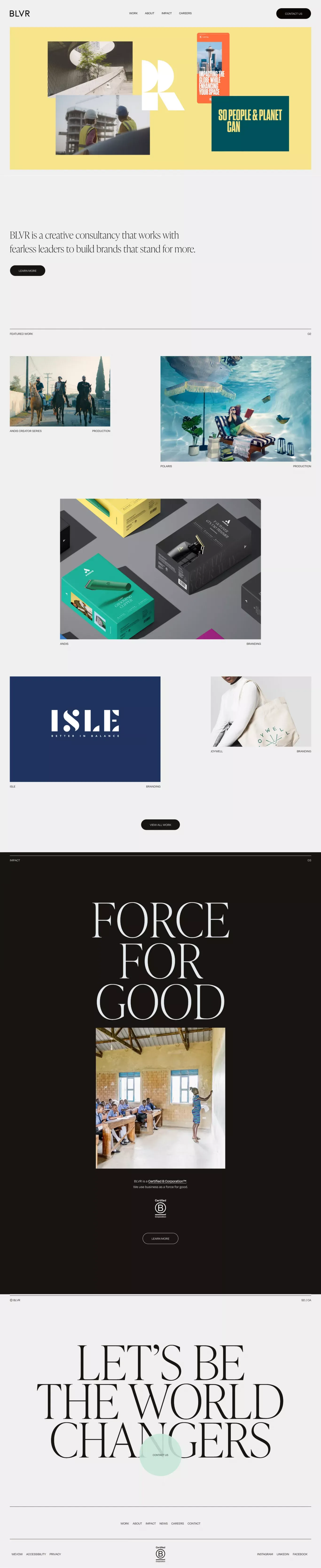BLVR | Belief-Led Creative Agency - Certified B Corporation - Portfolio design