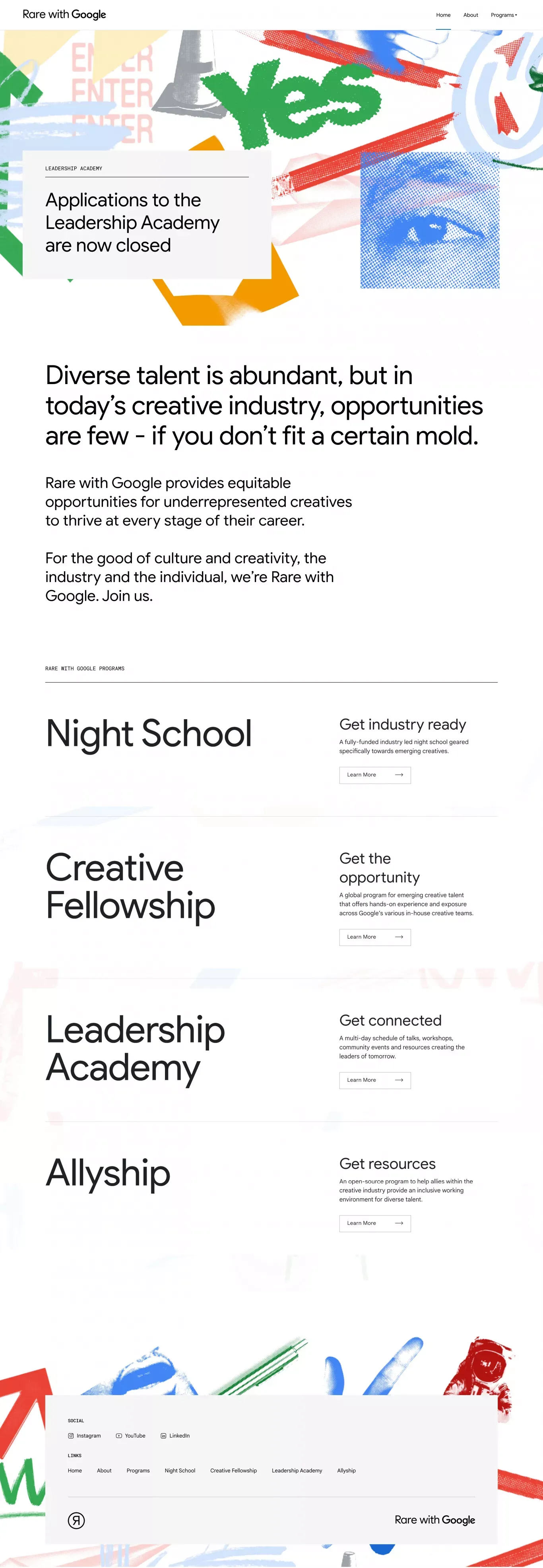 Rare with Google - Landing design
