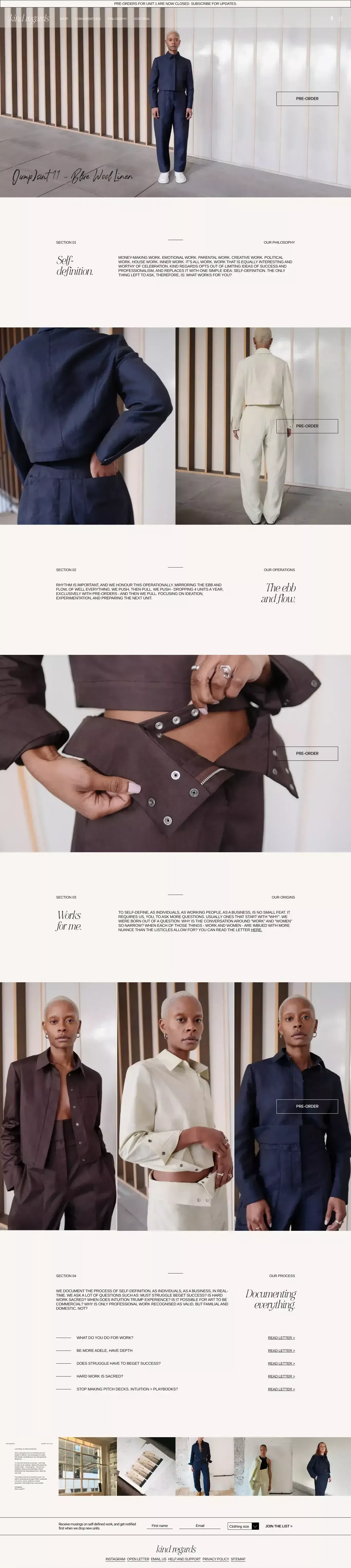 Kind Regards | Work-Life Clothing For Creative Women - Ecommerce design