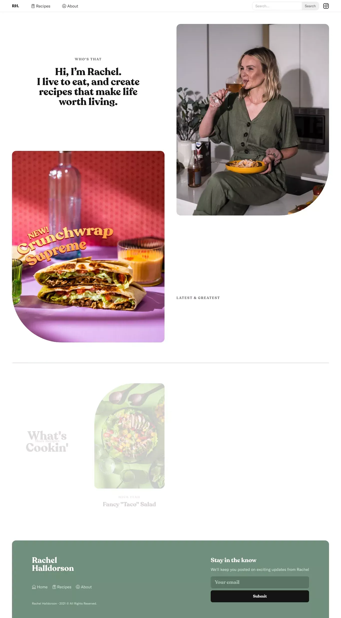 Rachel Halldorson — Recipe Creator - website design
