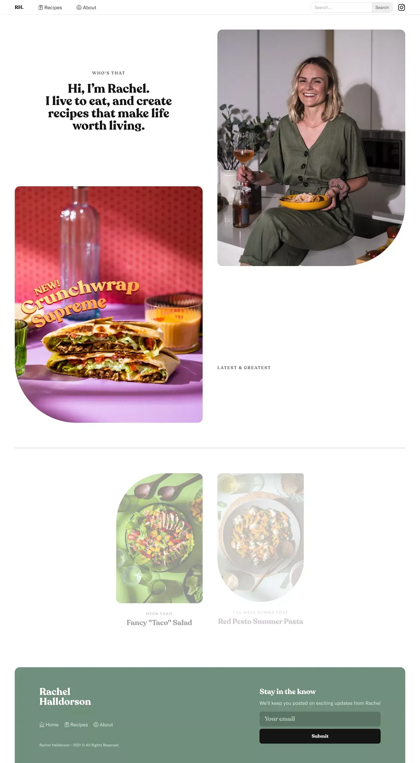 Rachel Halldorson — Recipe Creator - Blog design