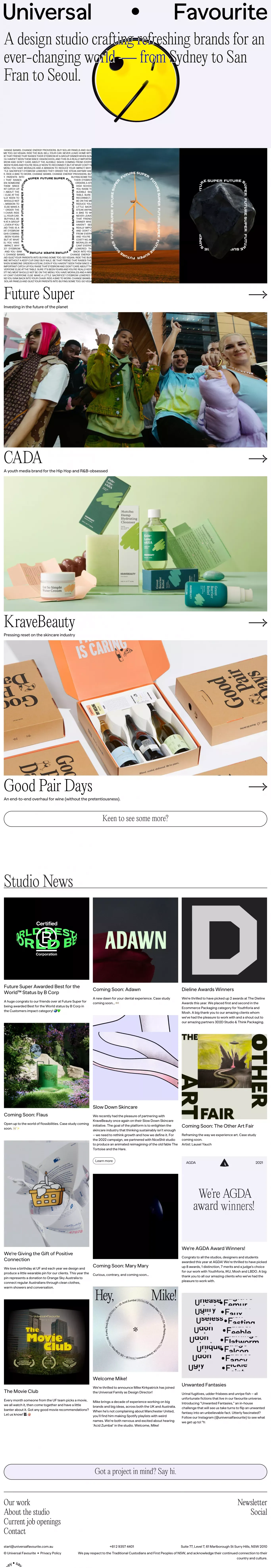 Universal Favourite - Portfolio design
