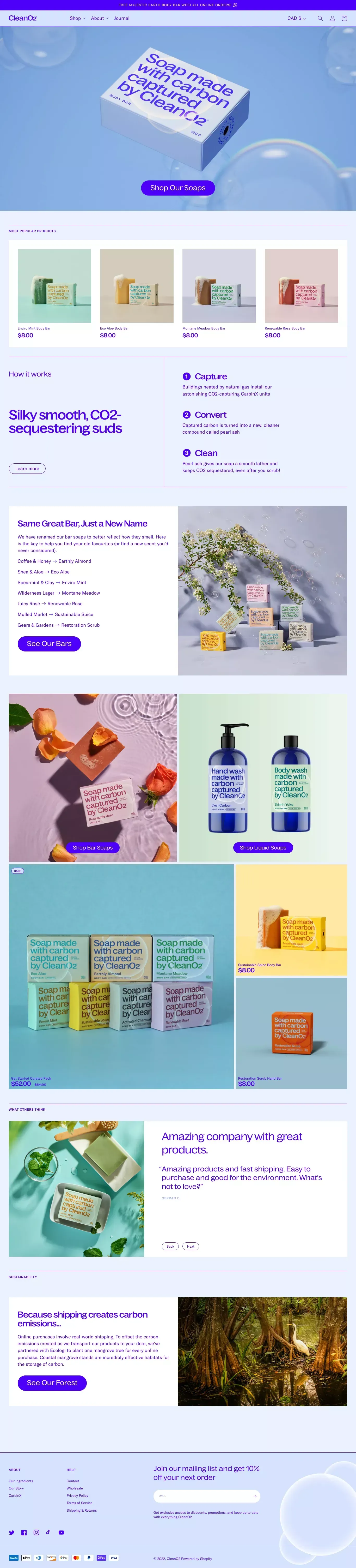 CleanO2 - Ecommerce design