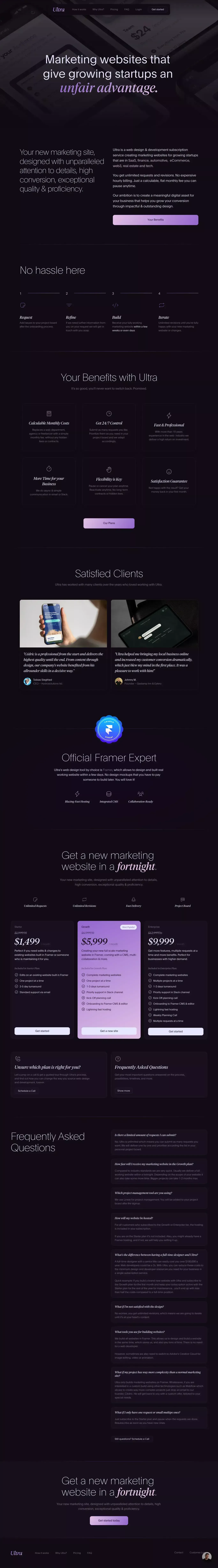 Ultra â Unlimited Web Design for Framer - website design