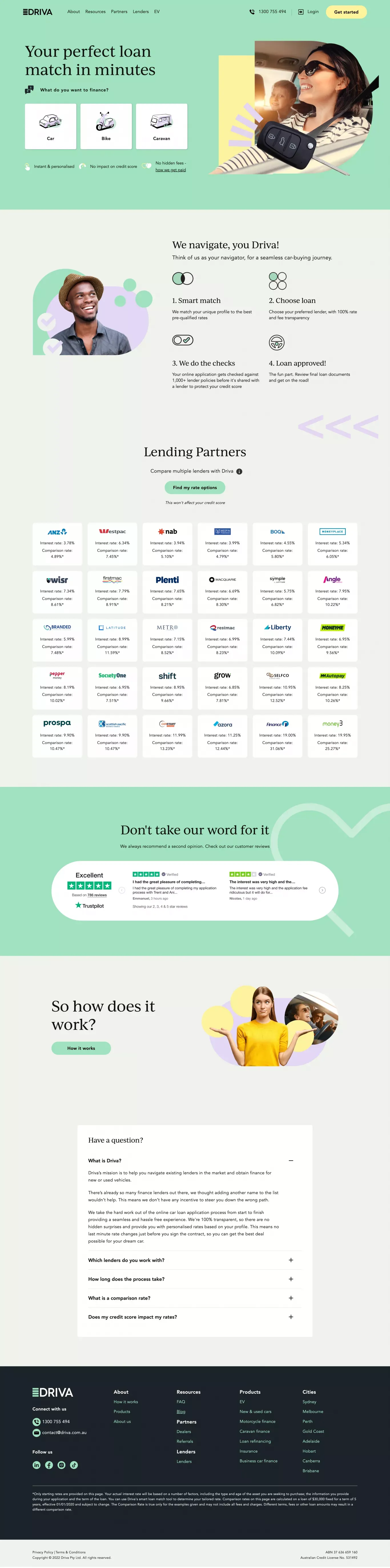 Driva | Your Perfect Loan Match - Landing design