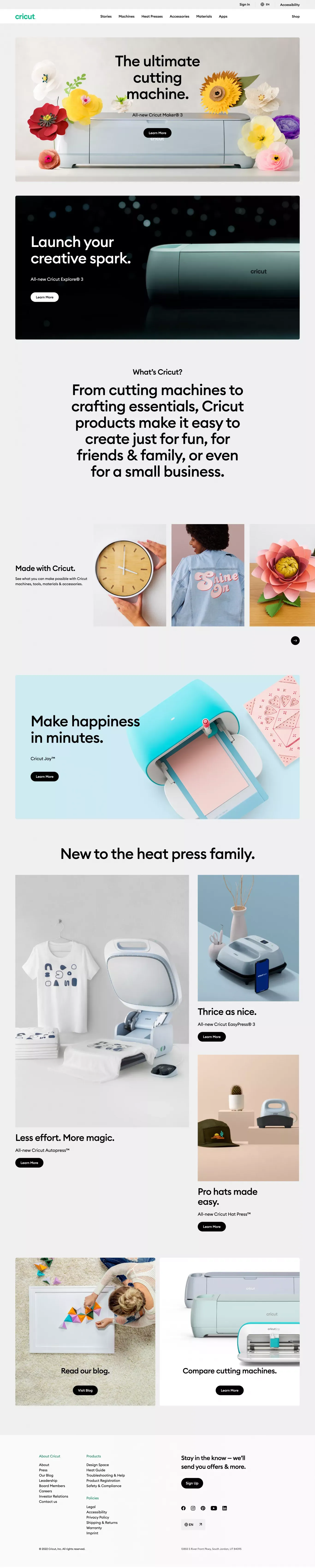 Cricut Home - Landing design