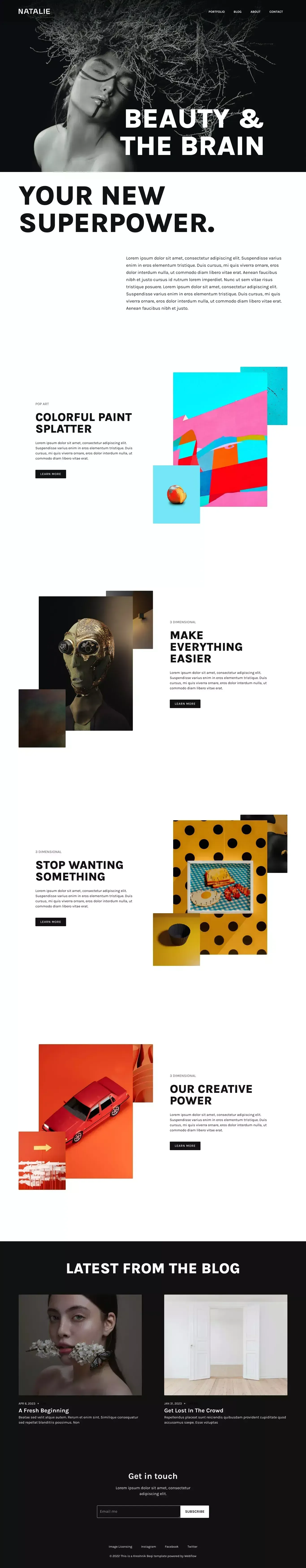 Natalie - Webflow HTML website template - Template design
