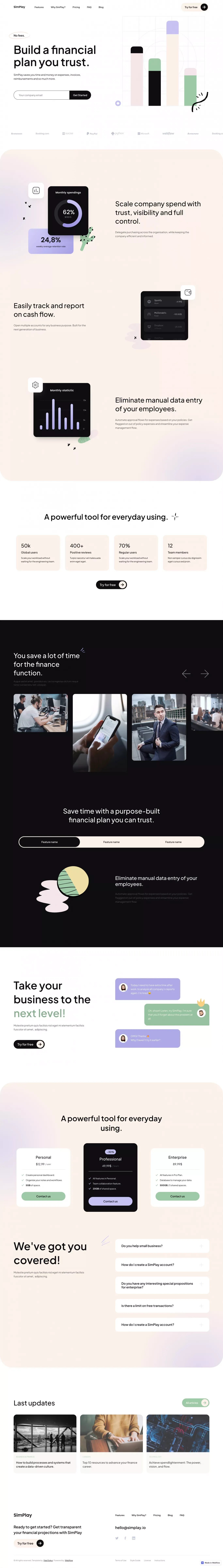 SimPlay – Webflow HTML website template - Template design