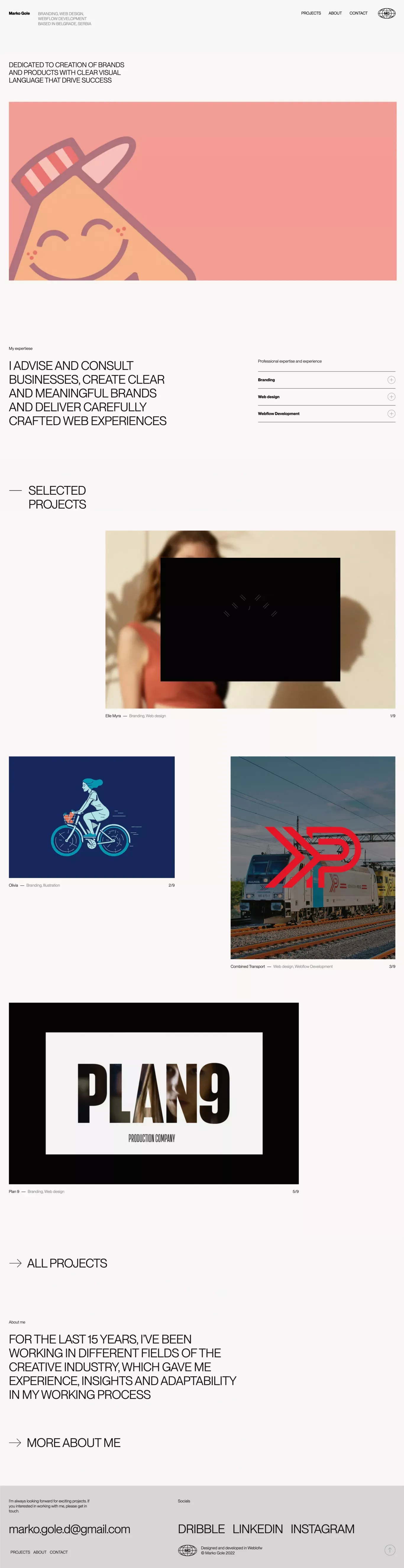 Marko Gole, brand and web designer portfolio website - Portfolio design