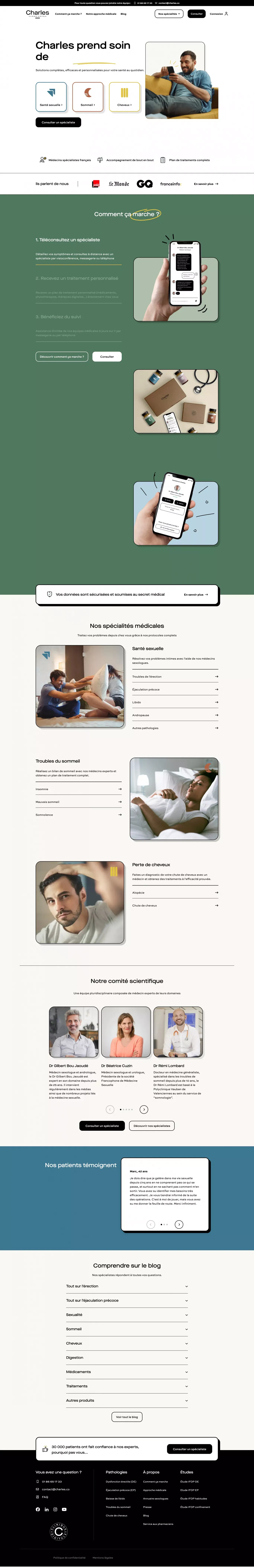 Consultez un médecin, Commandez un traitement | Charles - Landing design