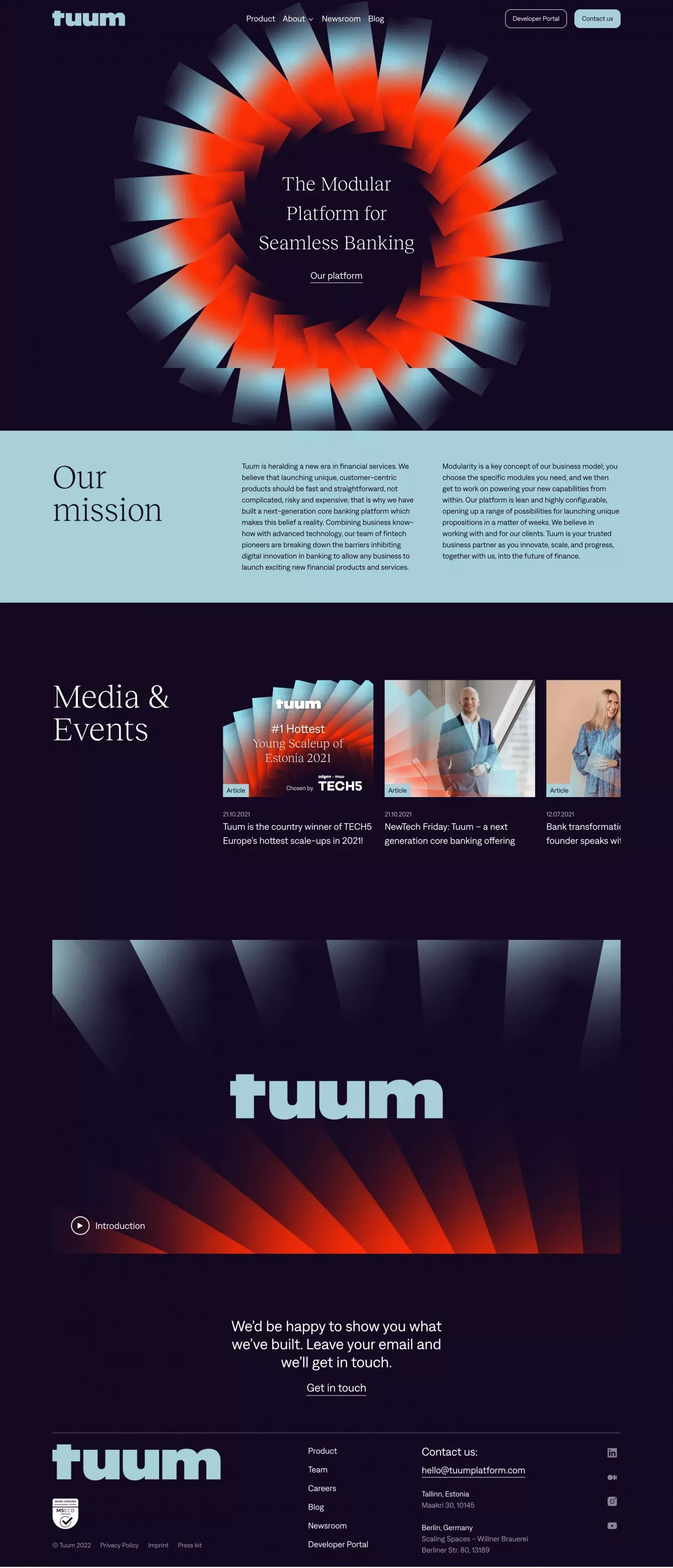 Tuum | The modular platform for seamless banking - Landing design