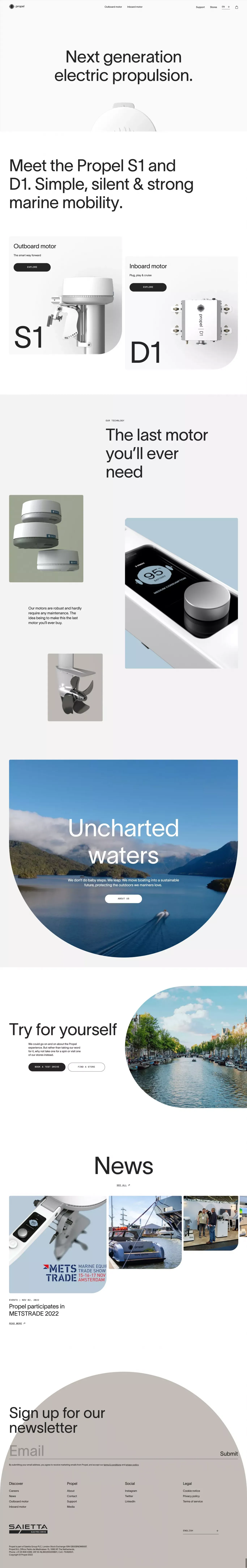 Propel — electric inboard and outboard motors - Landing design