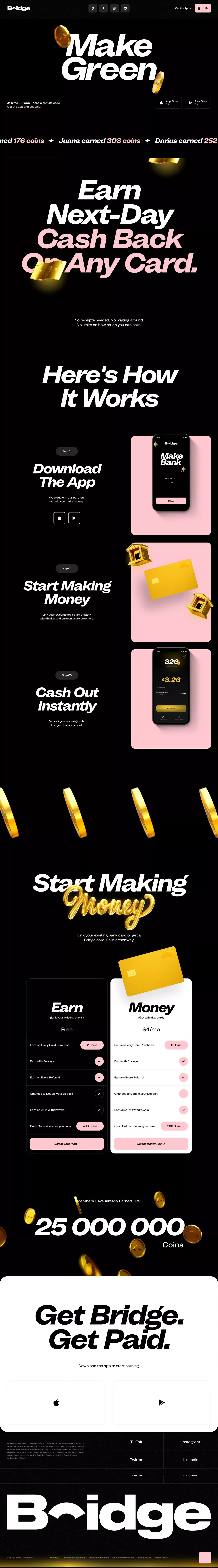Bridge | Earn extra money and bank through Bridge - Landing design
