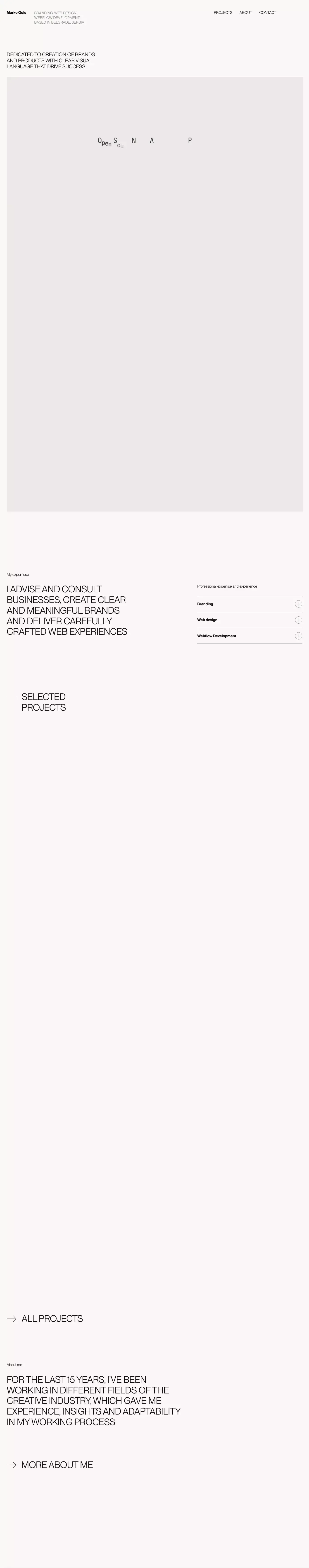 Marko Gole, brand and web designer portfolio website - Portfolio design