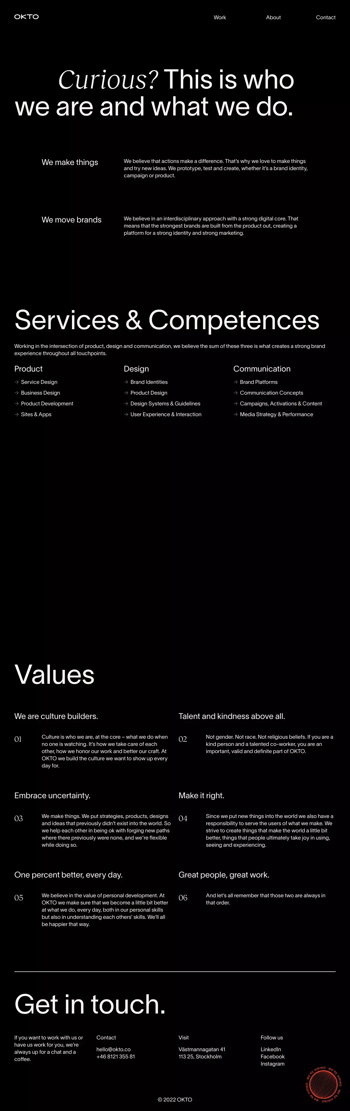 Curious? This is who we are and what we do. - OKTO - About Us  design