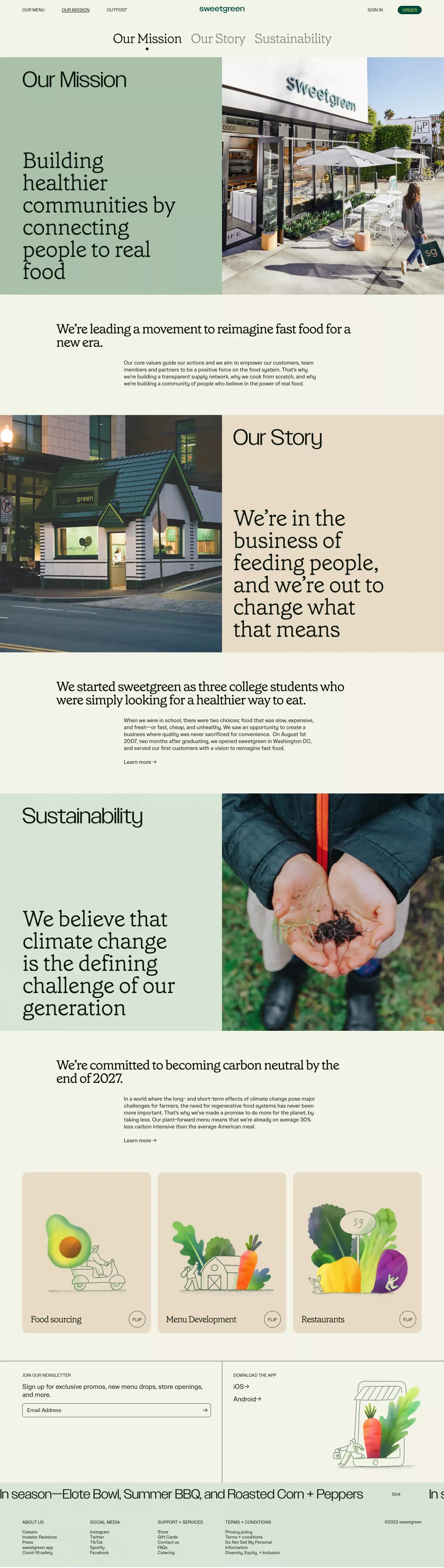 sweetgreen | Our Mission | sweetgreen - About Us  design