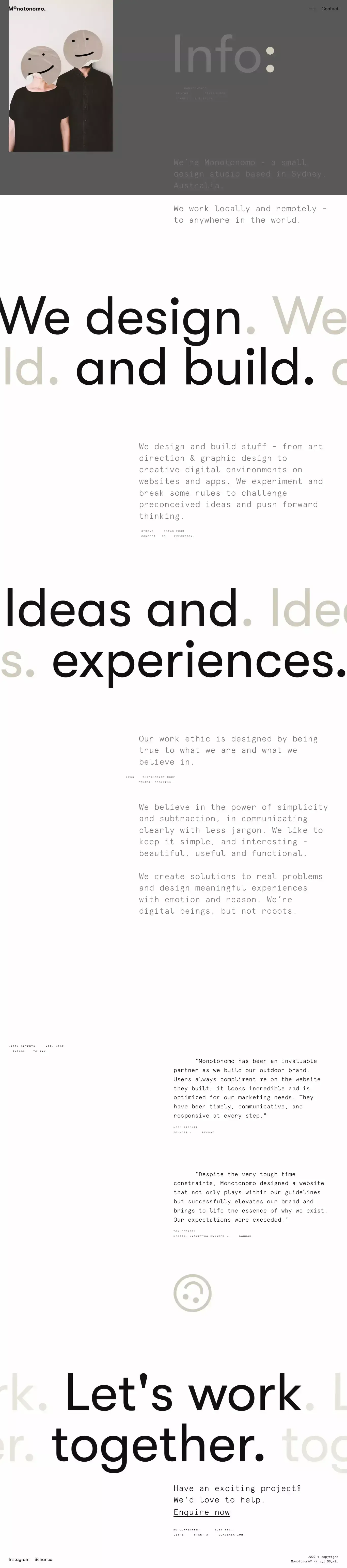 Monotonomo - Digital Design Studio / Info - About Us  design