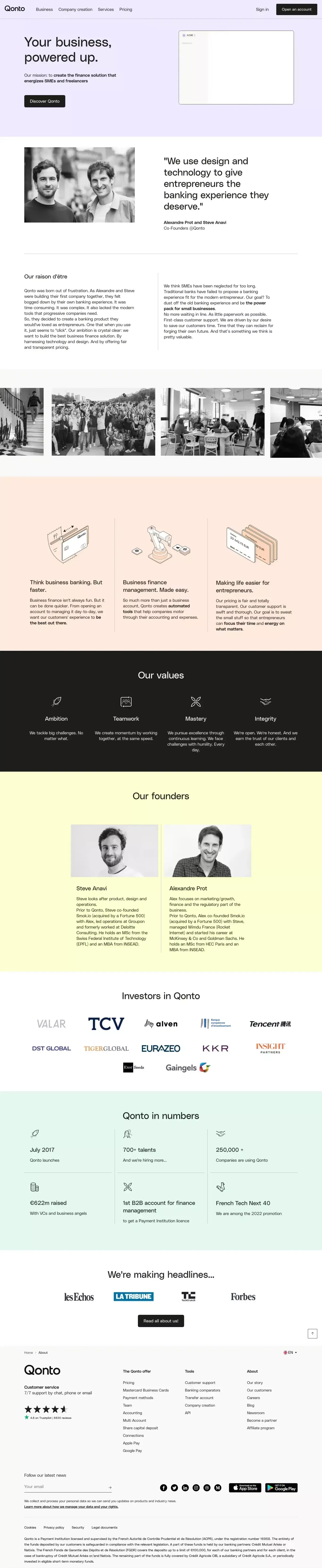 Qonto • We make banking great again - About Us  design