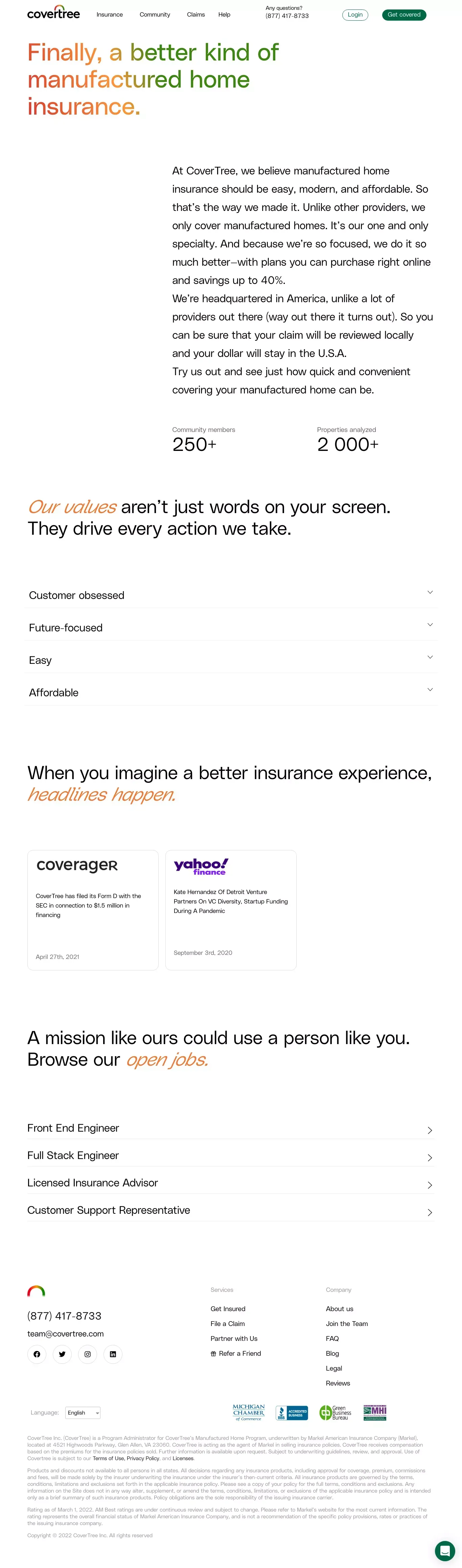 About - CoverTree - About Us  design