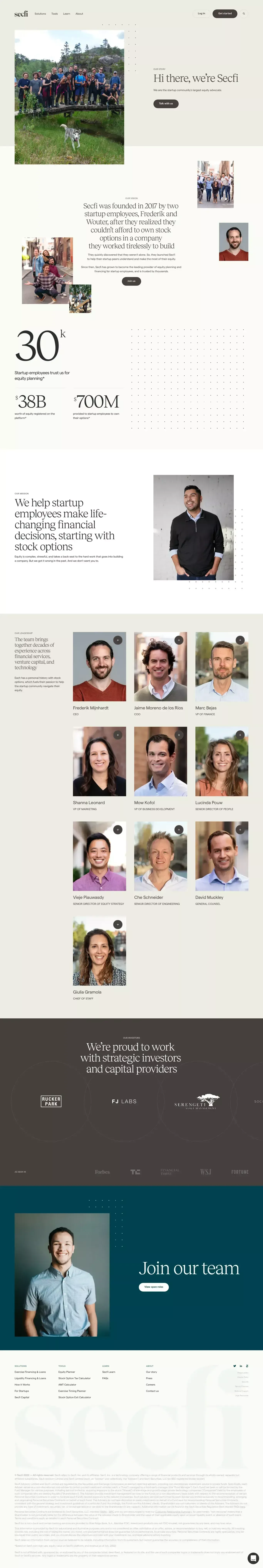 Secfi — The startup community's largest equity advocate - About Us  design