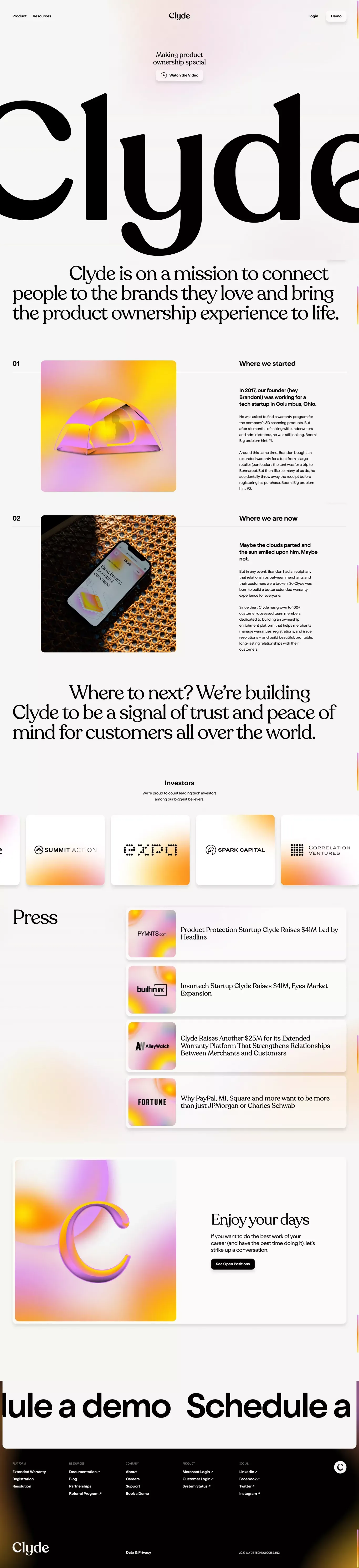 Clyde is rethinking the post-purchase experience | Clyde - About Us  design