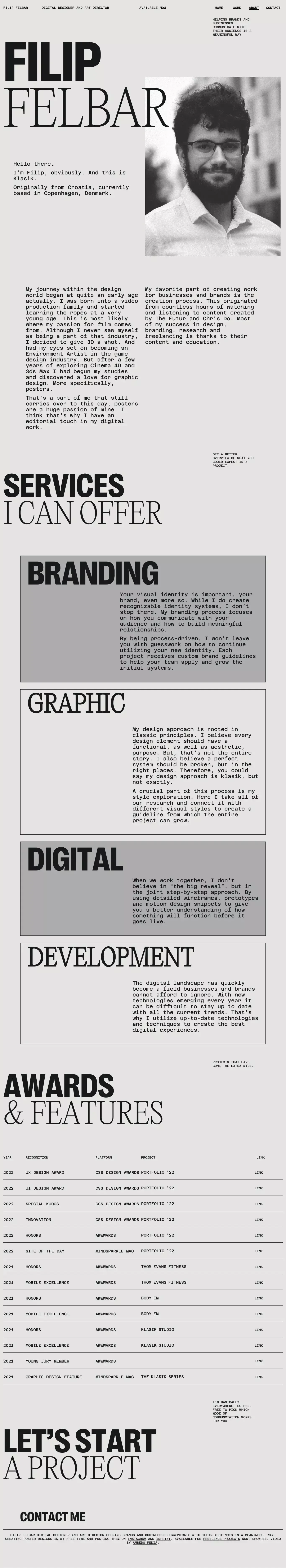 About - Filip Felbar - Digital Designer & Art Director - About Us  design