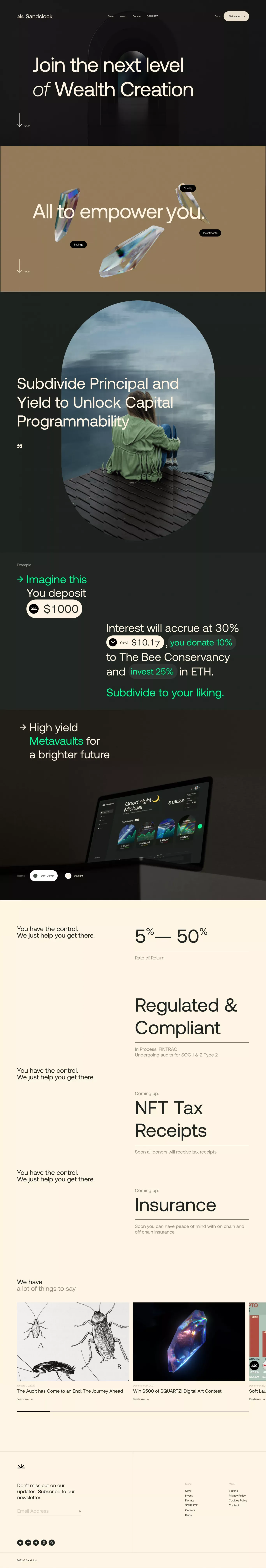 Sandclock is where crypto empowers you - Landing design