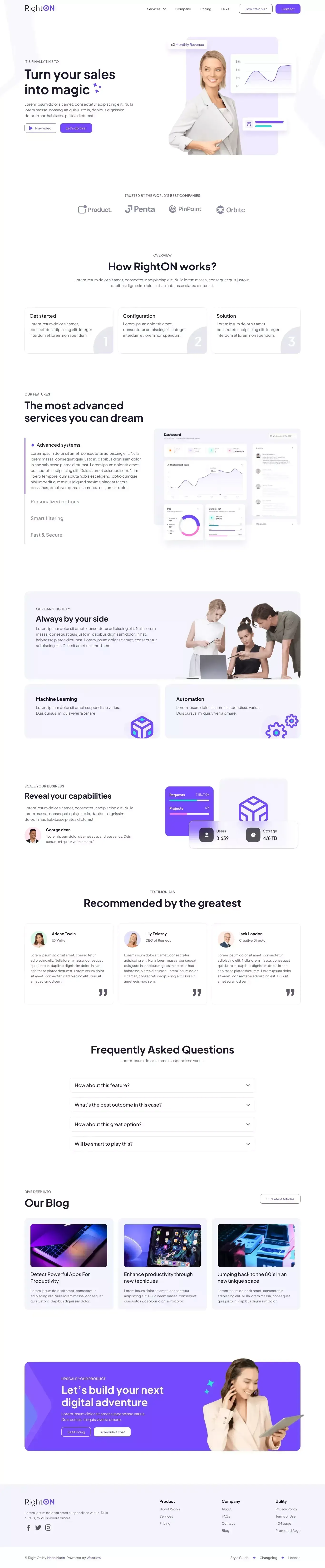 RightOn - Webflow HTML website template - Template design