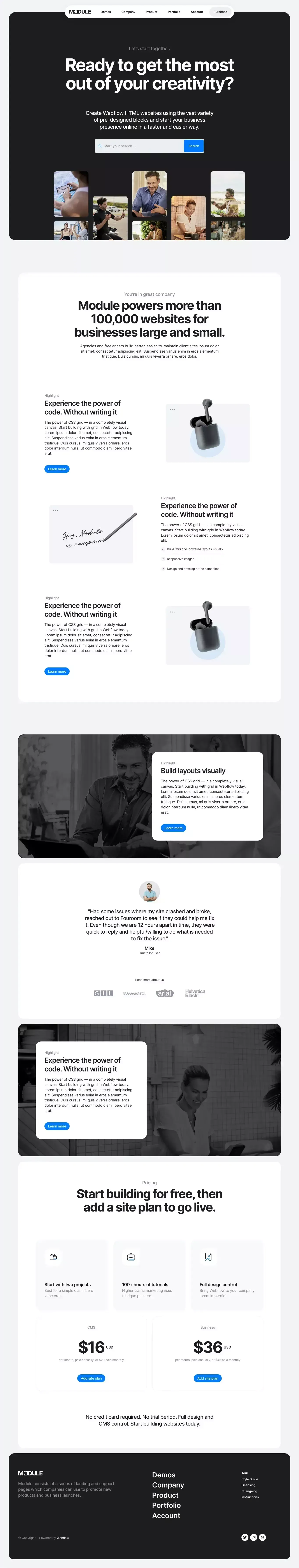 Landing #5 · Module – Webflow HTML website template - Template design